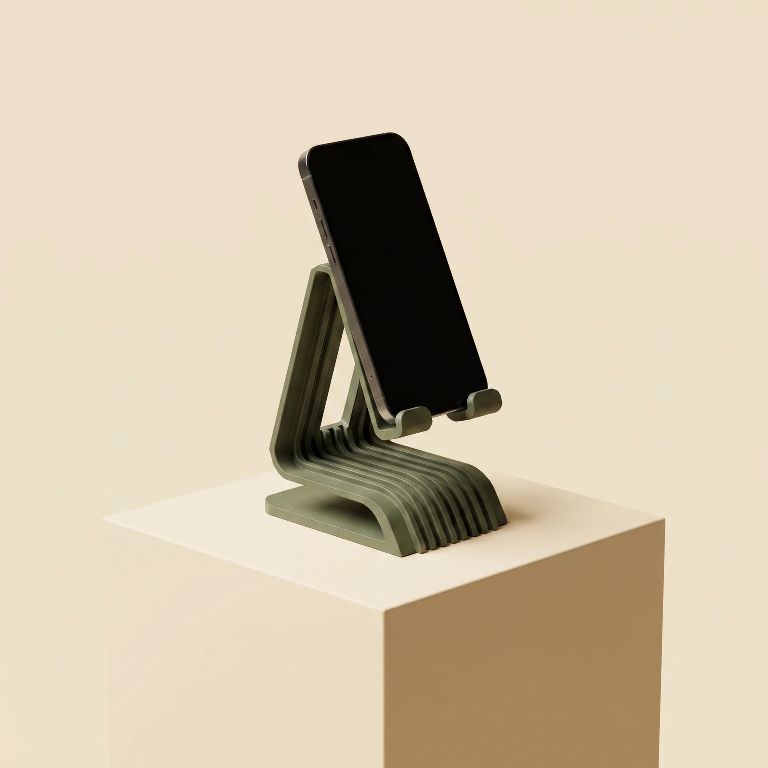The Shoyu in Army Green holding a phone