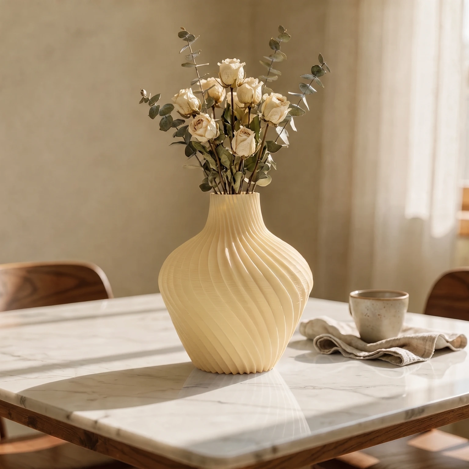 Chic Botany Vase in Ivory styled in a warm interior