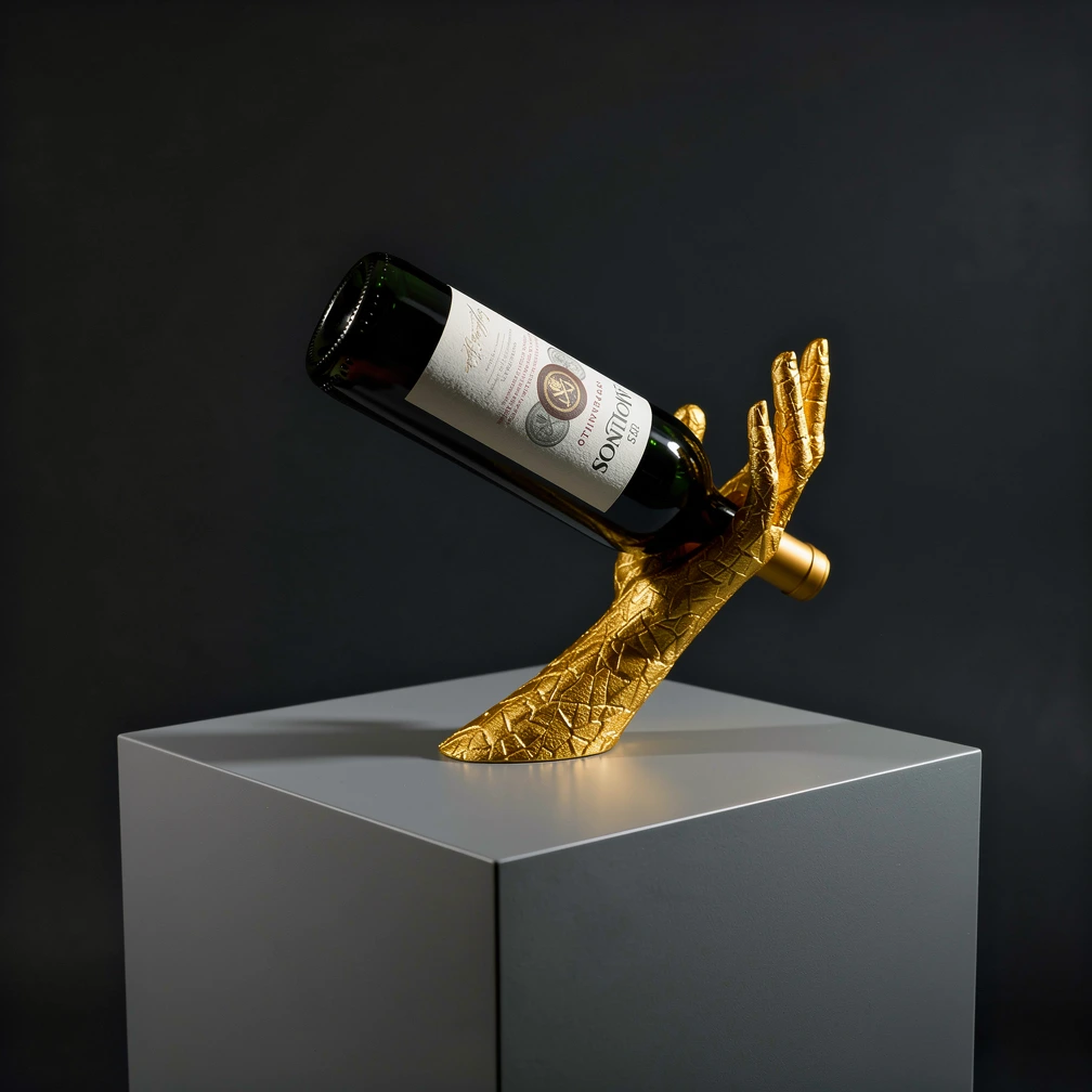 The Helping Hand Wine Bottle Holder in Gold